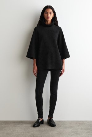 COS Women's Maglione In Ciniglia Con Collo A Imbuto in Nero