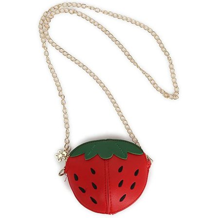 Søt Liten Rød Jordbær Crossbody Veske for Småbarn, Liten Mini Myntpung