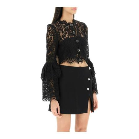 Self Portrait, Long Sleeve Tops Zwart, Dames, Maat:S