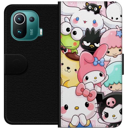 Kompatibelt Lommeboketui til Xiaomi Mi 11 Pro Tett mønster av søte figurer med store øyne i ulike farger og uttrykk med LABUBU-tekst