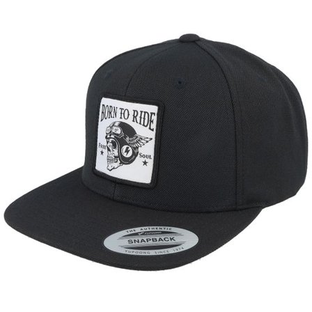 Born To Ride - Svart snapback Keps - Free Soul Skull Patch Black Snapback @ Hatstore