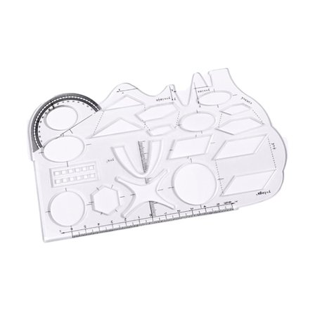 Geometrisk lineal multifunktionel matematik tegne lineal gennemsigtig geometrisk tegne skabelon til studerende kontorartikler