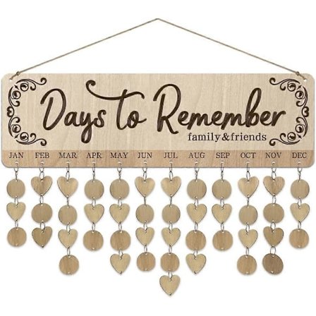 1 Sett Tre Familie Bursdagspåminnelse Kalender Tavle Dager å Huske Tavle Med 100 Stk Brikker DIY Bursdagssporing Hengende Plakett 12x40cm/4.7x15.5inch
