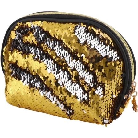 Galaxy Sjöjungfru Paljett Skalväska DIY Glitter Vändbar Kosmetisk Handväska, Guld & Silver
