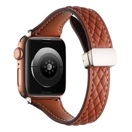 Urrem Apple Watch Series 41mm - 40mm - 38mm Universal Genuine Cow Leather Strap - Brun