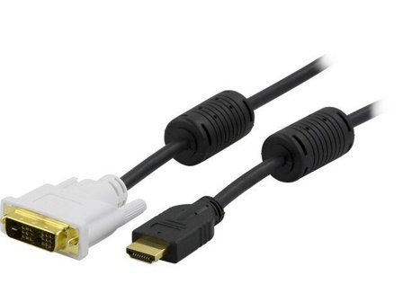 Deltaco Videokabel - enkeltlenke - HDMI / DVI - HDMI (hann) til DVI-D (hann) - 2 m