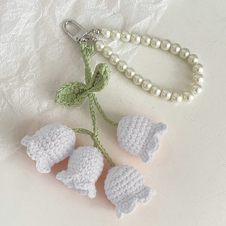 1 Stk Flower Knitted Keychain Nøkkelring Dame Heklet Ullblomst