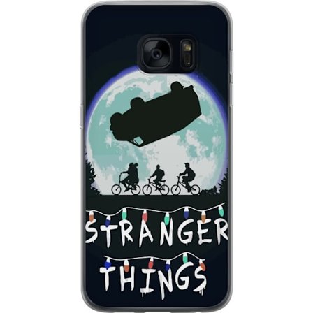 Kompatibelt Mobildeksel til Samsung Samsung Galaxy S7 Stranger Things plakat med syklende barn og svevende bil mot fullmånen ikonisk scene inspirert