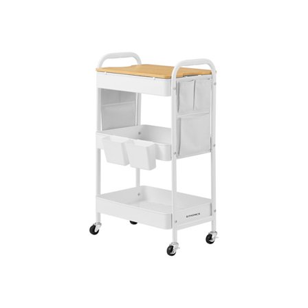 Rootz Cloud White Steel -kärry - Pyörivä kärry - Apuvaunu - 10 kg per hylly - 30,6 cm x 44,3 cm x 74,2 cm