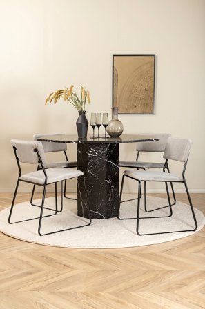 Venture Home - Matgrupp Marbs med 4 st matstolar Kenth - Svart - Matgrupp 4 personer - Från Homeroom