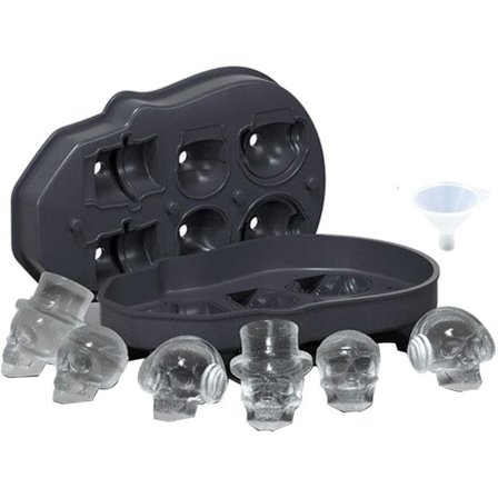 3D Skalleform Isbitbricka med lock, Spespo Silikon Isbitformar Maker (1 * 6 Skallekuber)