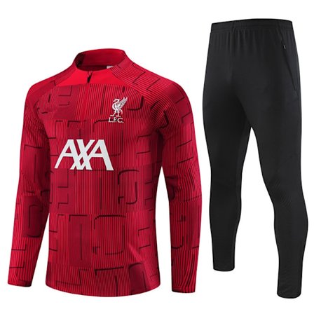 Liverpool 23-24 Säsong Långärmad Fotbollströja Vuxen och Barn Långärmad Halv Dragkedja Uppvärmningsset Röd Camo Röd Camo-Perfekt röd camo