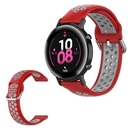 Amazfit Youth / Huawei Watch GT 2 42mm two color silicone watch band - Red / Grey