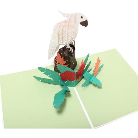 1 stk. Fødselsdagshilsenskort Hvid Papegøje Kreativ