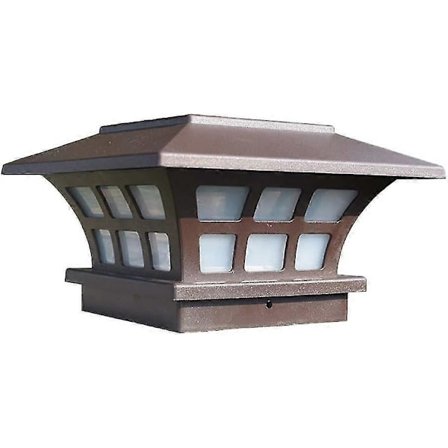 Solar LED Stolpehat Lys Udendørs Vandtæt Stolpe Lys Landskabslys Hegn Have Gårdhave (kaffe)