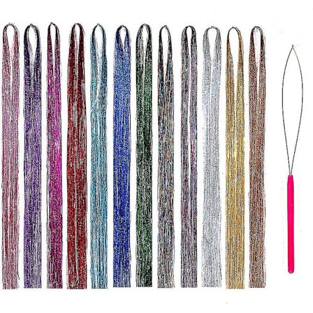 Hår Tinsel Kit Strands Med Verktøy (1 stk, Farge)