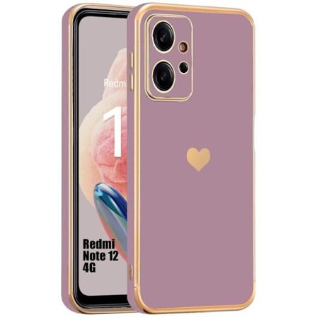 Coque - Xiaomi - Redmi Note 12 4G - Stötbeständig - Ultra Tunn - Lila Hjärtmönster