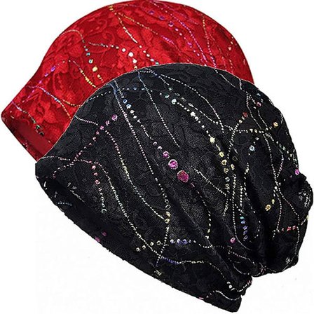 Bomulls-mössa med spets för kvinnor, mjuk sov-mössa, chemo-hatt, trendig slapp hatt