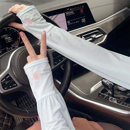 Issilkesärmar för kvinnors solskydd på sommaren, tunna och lösa, lämpliga för bilkörning