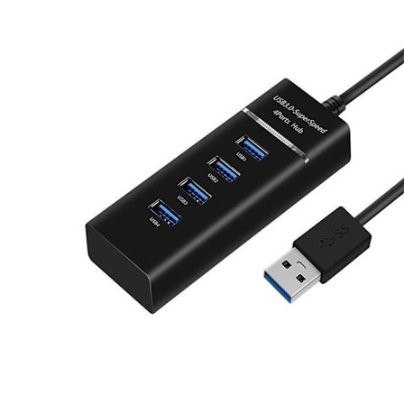 USB 3.0 Hub Splitter med LED-indikator og 1,5 m kabel - Sort, kompatibel med bærbare og stationære computere
