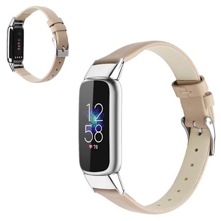 Fitbit Luxe klockarmband i äkta läder - Aprikos / Storlek: L