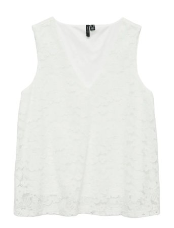 Vmh Y Lace Sl V-Neck Top Wvn Ga White Vero Moda