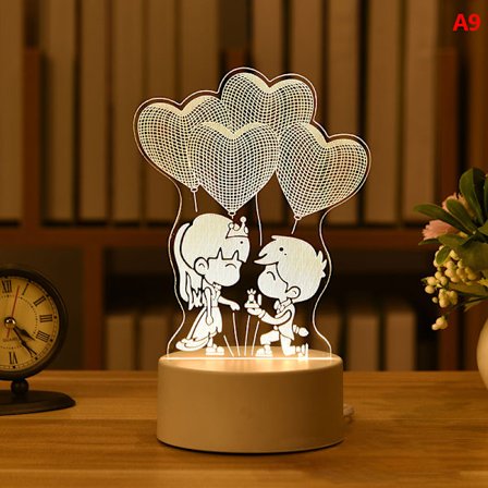 3D-platta LED-lampa Creative Night Lights Novelty Illusion Night Warm White A9
