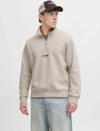 Jack & Jones Jjesoho Sweat Quarter Zip Hn Noos - Beige - L