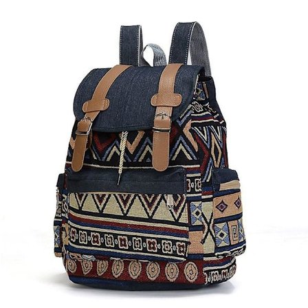 Høy kvalitet kvinner lerret vintage ryggsekk etniske ryggsekker bohemske ryggsekk skolesekk - Snngv