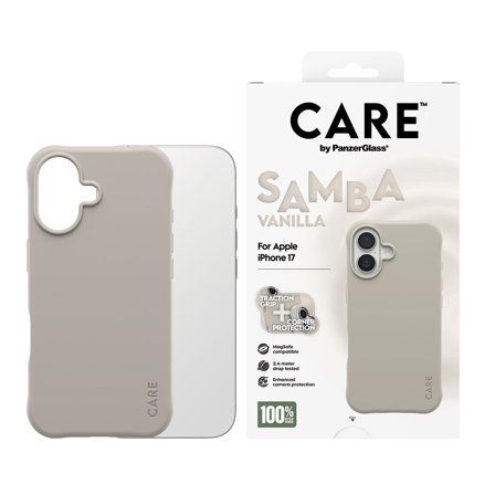 CARE by Panzer Samba Case Vanilla w. MagSafe iPhone 17 PanzerGlass - High quality tempered glass screen protector