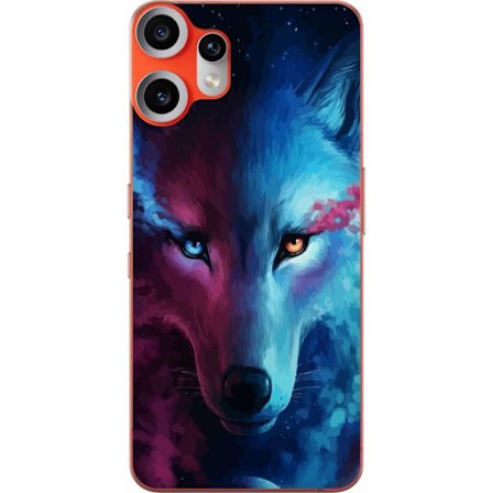 Kompatibelt Mobilskal till Nothing Nothing CMF Phone 2 Pro Närbild av varg i blått och lila färgspel med asymmetriska ögon, konstnärlig illustrat