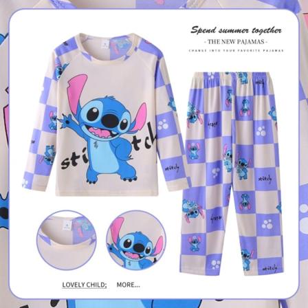 Stitch børnepyjamas til drenge og piger Sød afslappet 14