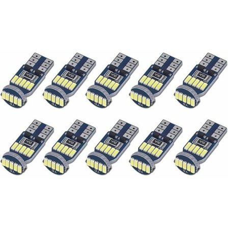 10-pack T10 W5W Canbus LED-lampor 15st SMD 4014 6000K för interiörbelysning bagageutrymme positionsljus YYV