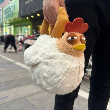 25 New Internet Celebrity Commuting Cuckoo Chicken Shoulder Bag Plush Toy Cute Messenger Bag Claw Machine Doll Cuckoo Chicken