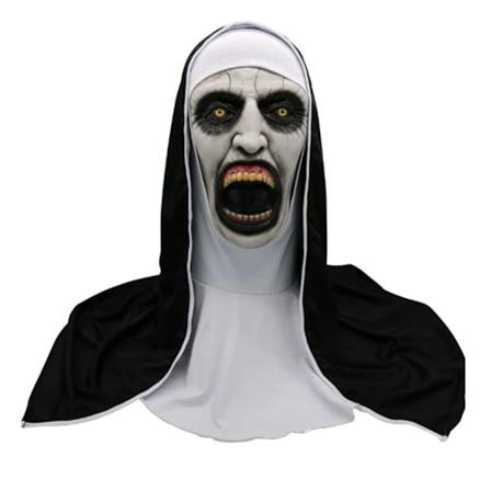 Pelottava nunna Halloween-naamio Realistinen avoin suu Lateksihuppu Naamio Hupulla Halloween-asujuhlatarvikkeet