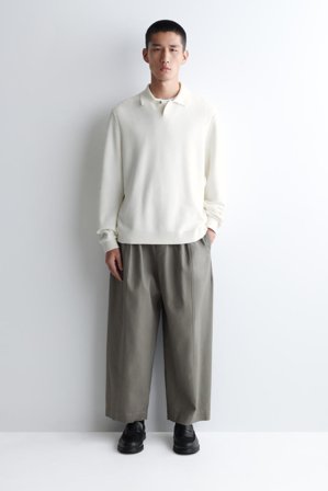 COS Men's Pantaloni Cropped In Cotone Con Taglio Barrel in Verde