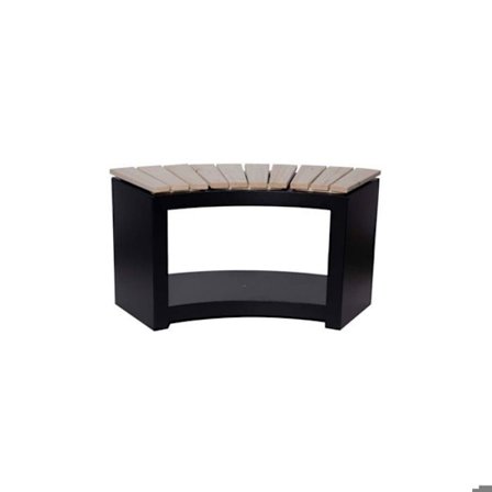 Bänk i stål och trä med vedförvaring böjd