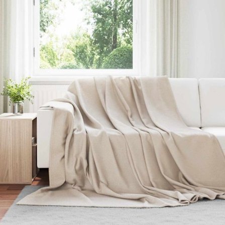 Täckning - täcke - pläd Vidaxl Beige överkast 270 x 240 cm Toison