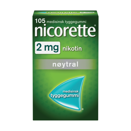 Nicorette 2 mg tyggegummi, Nøytral, 105 stk.