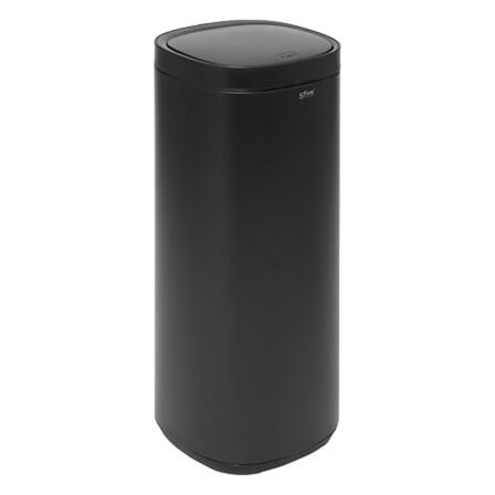 Korkea pyöreä roska-astia painonappiavauksella, 50 l, mustaa ruostumatonta terästä