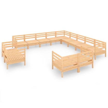 Vidaxl Loungegrupp För Trädgården 13 Delar Massiv Furu Brun