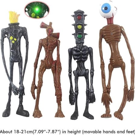 4PCS Siren Head Leke Actionfigur med Lys, Gutter Skumle Leker KLB