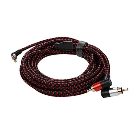 3,5 mm til hann RCA-adapter Dobbel Vinkel HD RCA-konverteringskabel for videospiller DVD-spiller TV Videokamera 5m 5m