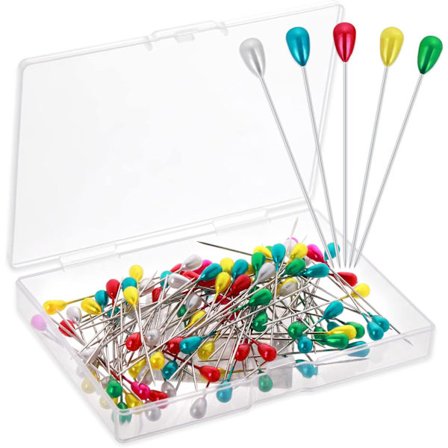 100 Styk Farverige Nåle med Hoved, 55mm Glas Hovednåle, Rustfrit Stål, Synåle, Glas Hovednåle, Farvede Hovednåle, Perlenåle, til