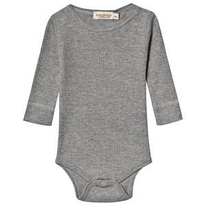Kids - MarMar Copenhagen Gray Melange Rib Baby Body 4 Months/62 cm - All in ones - 4 months - Grey