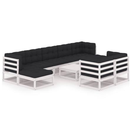 Vidaxl Loungegrupp Med Dynor 10 Delar Vit Massiv Furu Vit