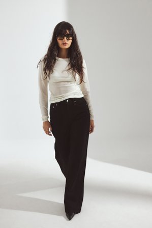 NA-KD Wide High Waist Jeans - Jeans med vide ben - Sort - EU 32