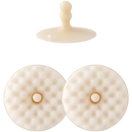 Dobbeltsidet opvaskebørste - Svampebørste med sugekop - 1 base + 2 genopfyldelige svampe - Ridsefri køkkenbørste - Beige