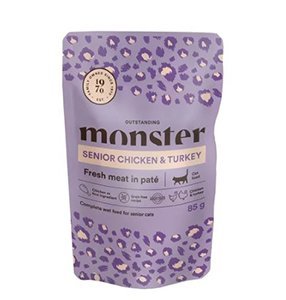 Monster Senior Cat Pouches, Chicken & Turkey, 8x85g