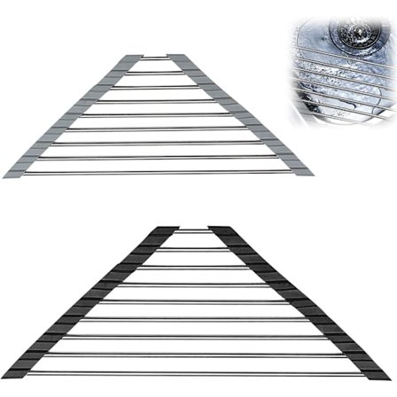 2 astiankuivaustelineen sarja: Rullautuva astiankuivausteline, Rullautuva astiankuivausteline, Kolmion muotoinen keittiön astiankuivausteline, 